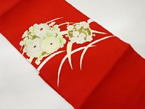 リサイクル　塩瀬金彩手描き丸紋に菊・梅・雪芝模様織出し名古屋帯